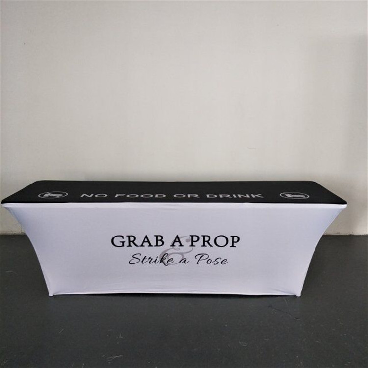 8FT Spandex Polyester Logo Printed Stretch Table Cover