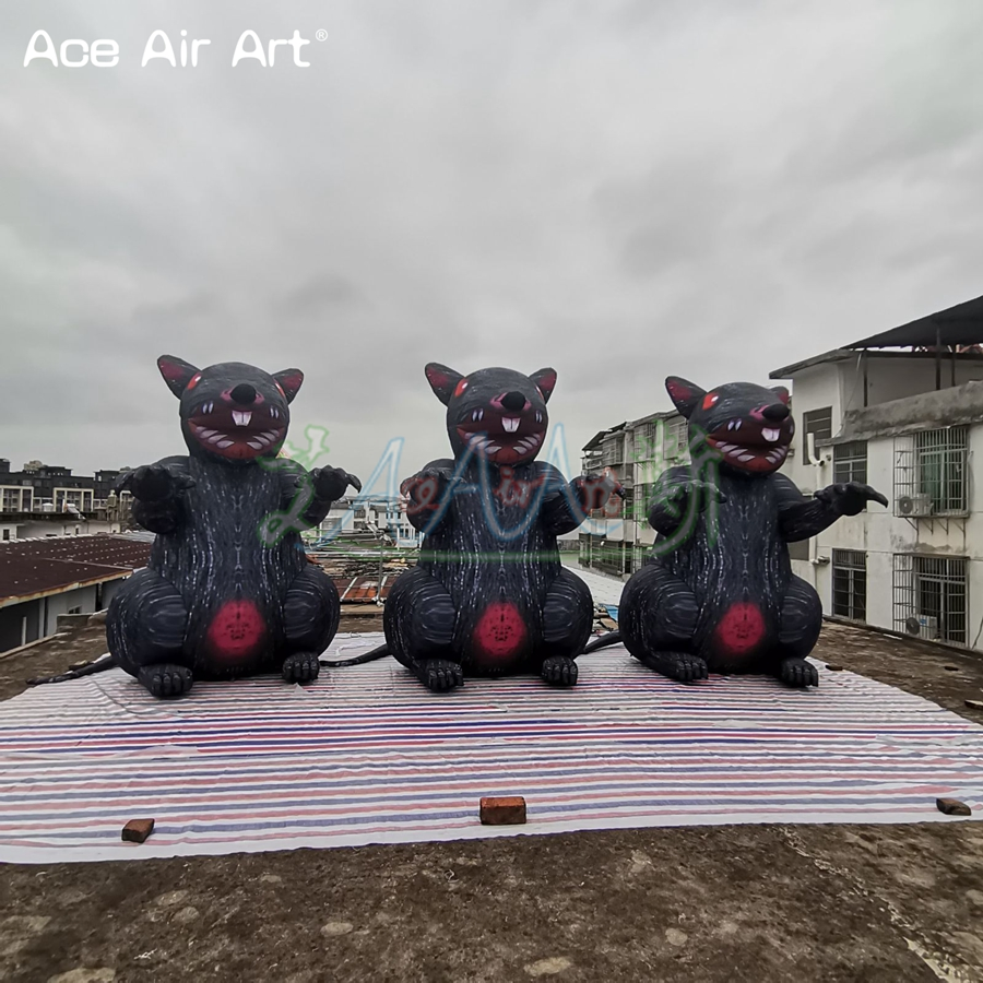 Standing Inflatable Rat Animals Model with Digital Printings for Halloween Advertising