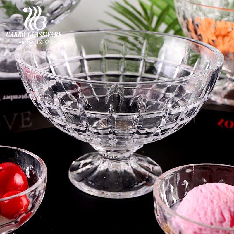 India Market Style Glassware Big and Small Glass Ice Cream Fruits Salad Bowl Set 7PCS