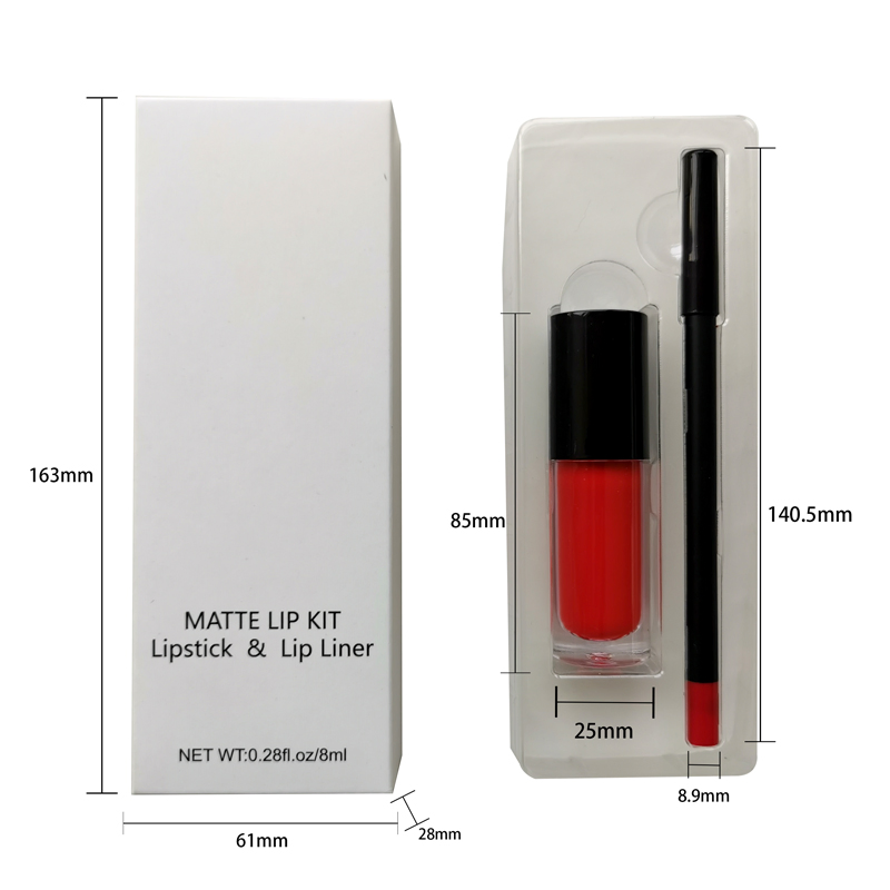 Makeup Kit Private Label Cruety Free Vegan Liquid Lipstick Glossy Pigmented Lip Liner and Lip Stick Set Custom Logo