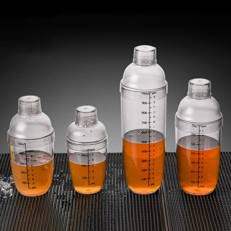 Professional Transparent Plastic Cocktails Shaker Drinks Making Bottle with Scales Bar Measures