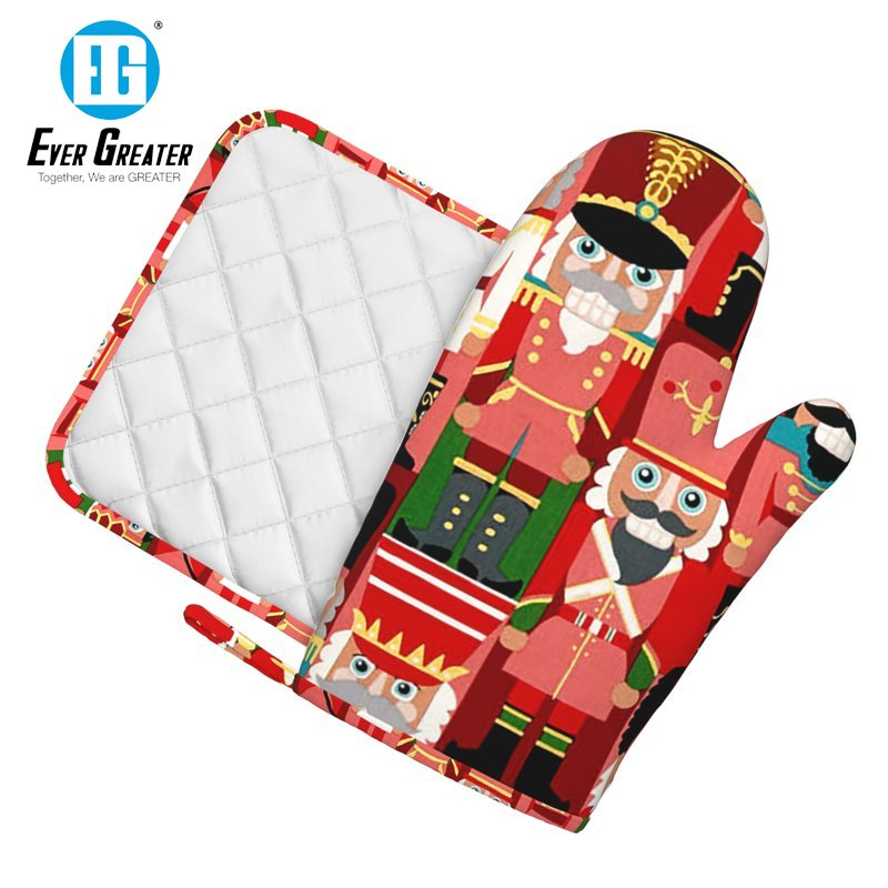 Heat Resistant Cotton Kitchen Towels Premium Custom Print Oven Mitts