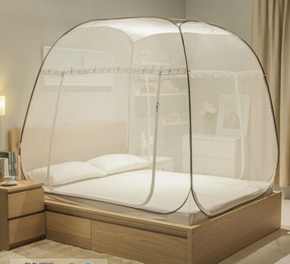 Pop-up Mosquito Net Tent Wide Roof Portable Folding Design with Bottom for Bedroom