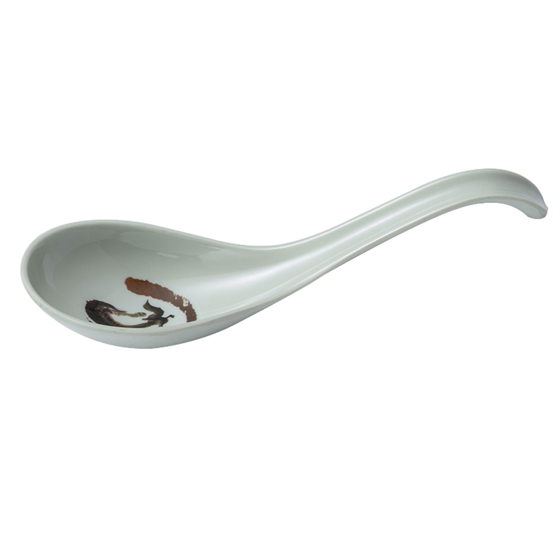 Melamine White Round Rice Soup Ramen Dessert Spoon Unbreakable Reusable Spoon Ladle