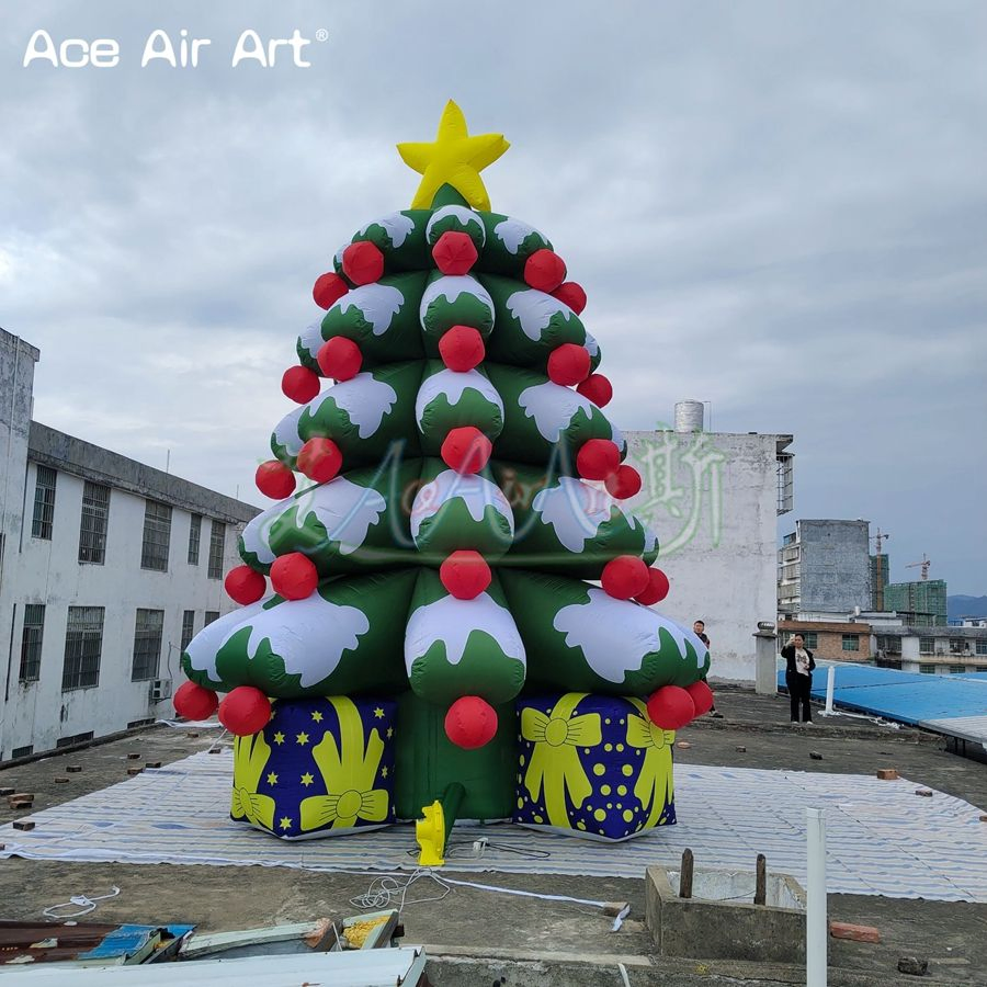 6mh Inflatable Christmas Tree Model with Gift Bags and Stars for Christmas Holiday Events or Malls Decoration