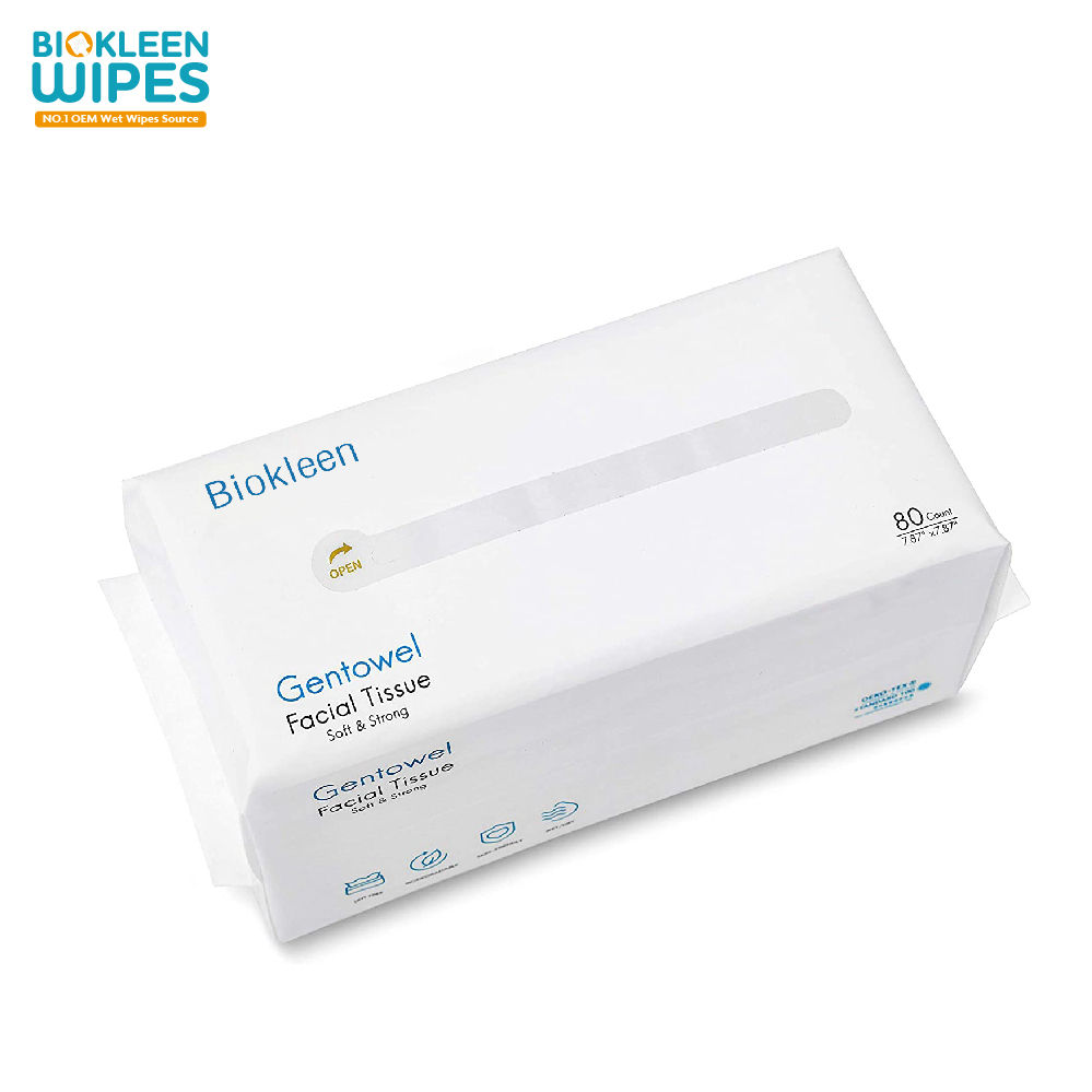 Biokleen Bamboo Disposable for Face Flushable Biodegradable Baby Tissue Cleansing Cloth Makeup Removing Dry Cotton Tissue Wipes
