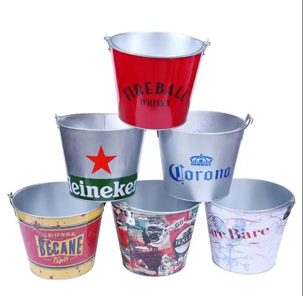 5qt 8qt 10qt Full Color Imprint Beer Galvanized Iron Bucket Coke Tinplate Ice Bucket for Caperdonich Carlton Draught Carlton Dry