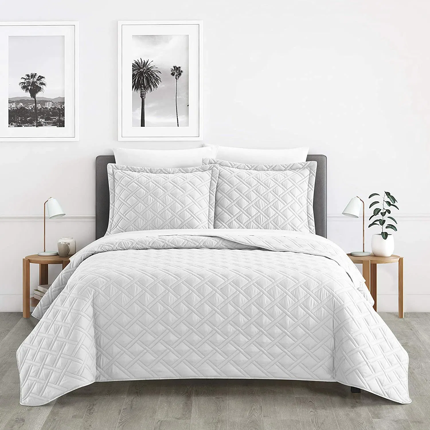 Quilts for Queen Bed Lightweight 3-Piece Grey Queen Quilt Set