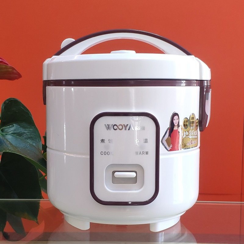 Jar Rice Cooker with Inserted Plastic Steamer, Measuring Cup, Spoon