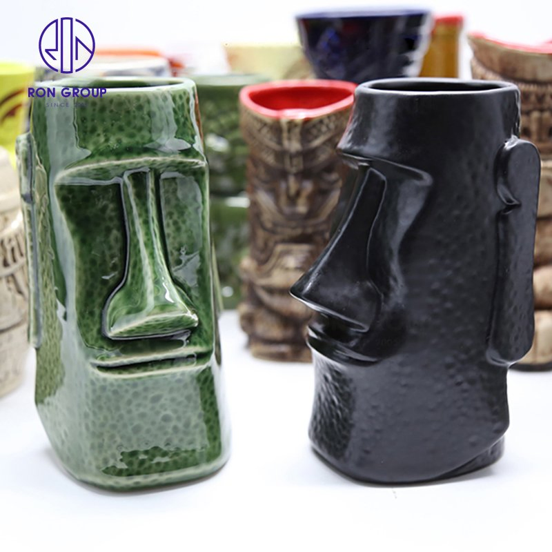 Modern Design Tea Cup Ceramic Drinkware Tiki Mug Coffee Water Bottle for Hotel Bar Restaurant