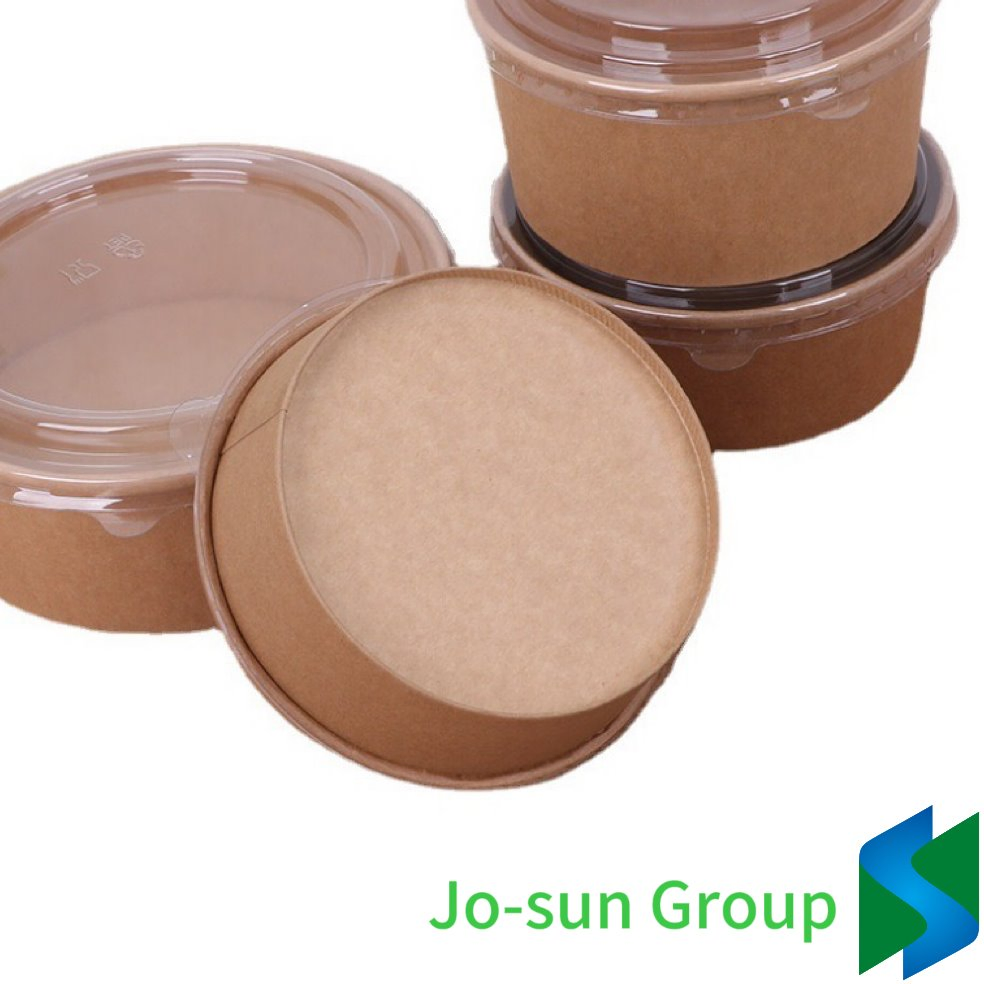 Jo-Sun Best Selling Brown Container Away Box Lid Take Way Kraft 6 8 12 Oz Waterproof Takeaway Round Paper Bowl