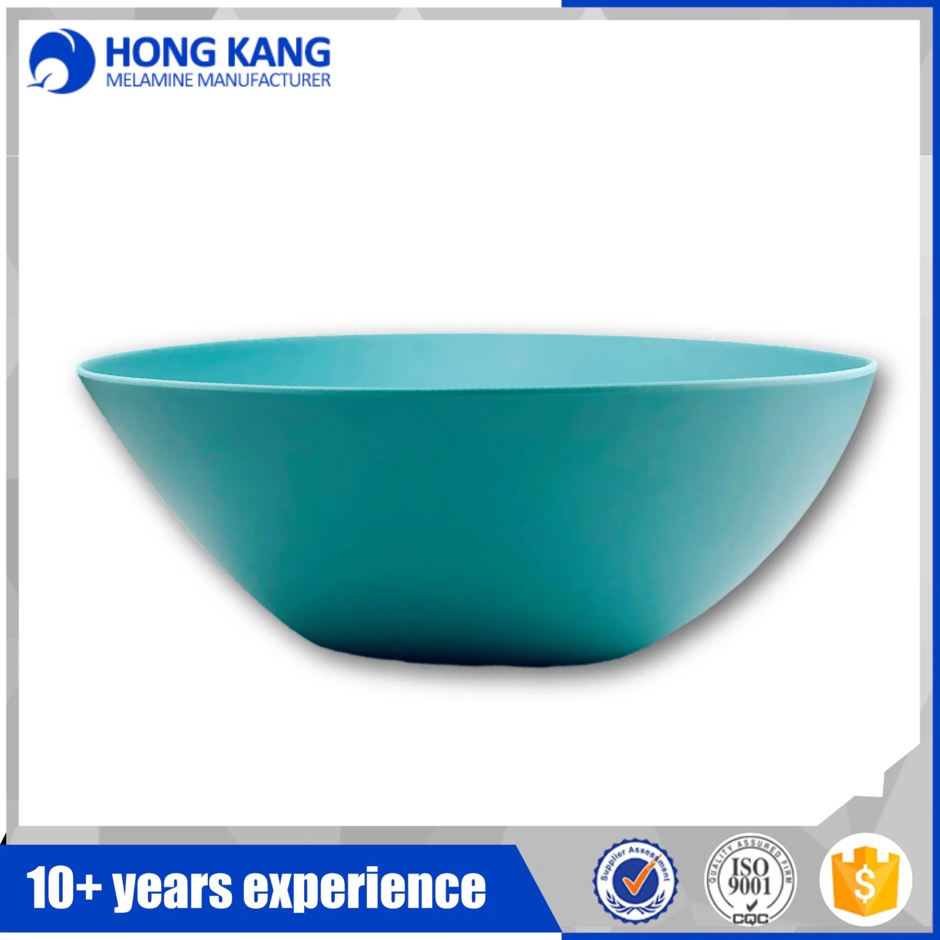 10.9-Inch Melamine Teal Blue Triangle Wan Bowl