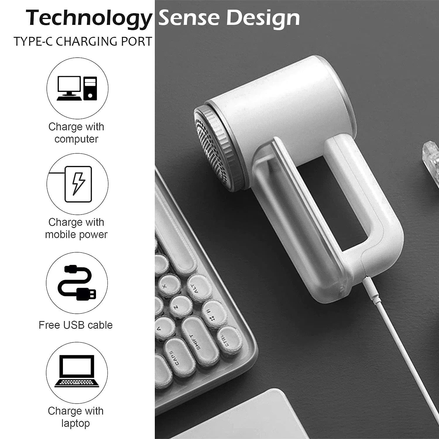 LED Display Big Trash Box 3-Speeds Rechargeable Fabric Shaver Electric Lint Remover