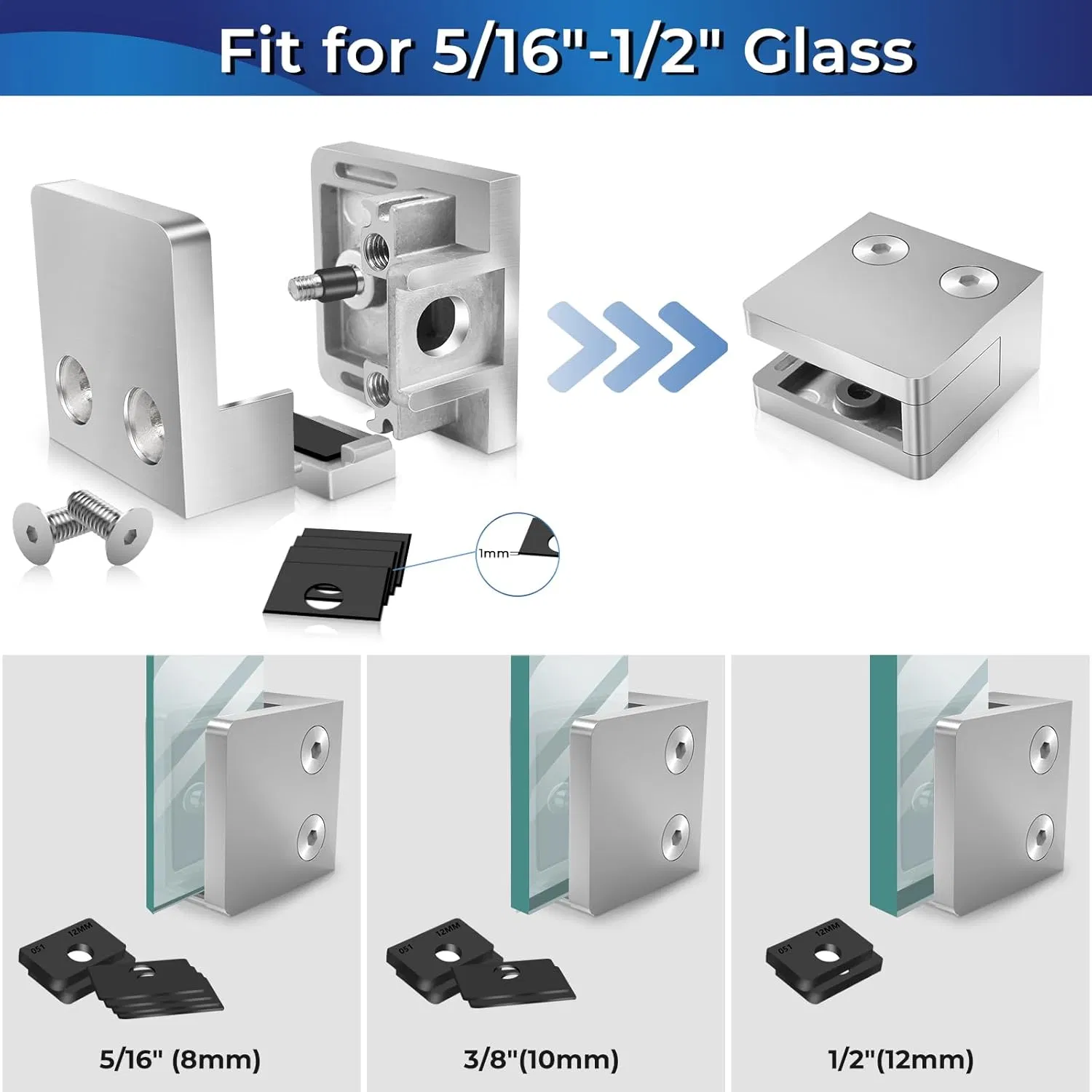 Stainless Steel Heavy Duty Square Glass Railing Clamp 45X45mm