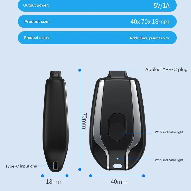 Мини пауэрбанк 1500mAh на ключи
