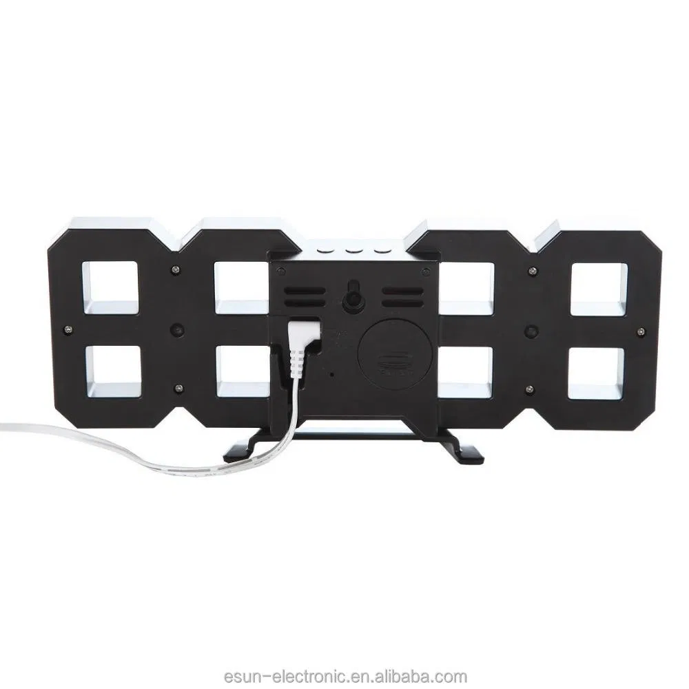 Unique Digital Weather Station 3D LED Wall Hanging Table Alarm Clock