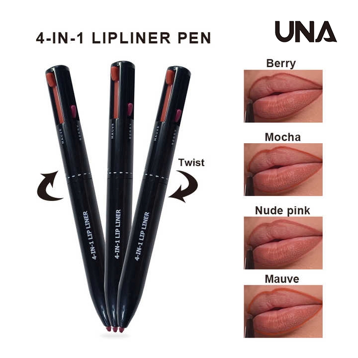 Private Label Customize Long Lasting Lip Liner 4 Refills 4 Colors Lipliner Pencil 4in1 Makeup Pen