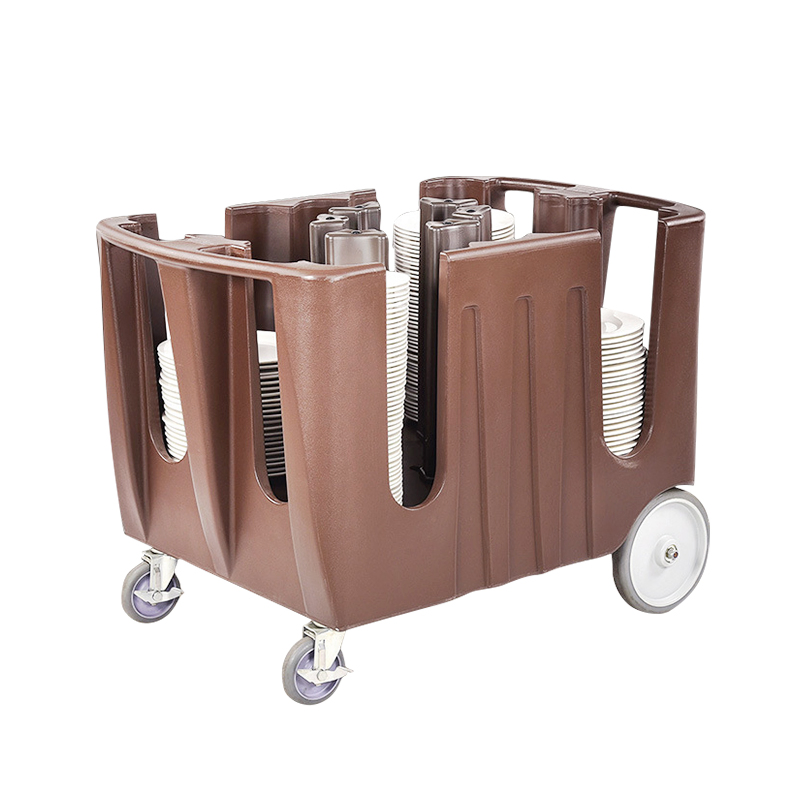 Large Size Restaurant Plates Storage Trolley Adjustable Plastic Dishes Rack Cart