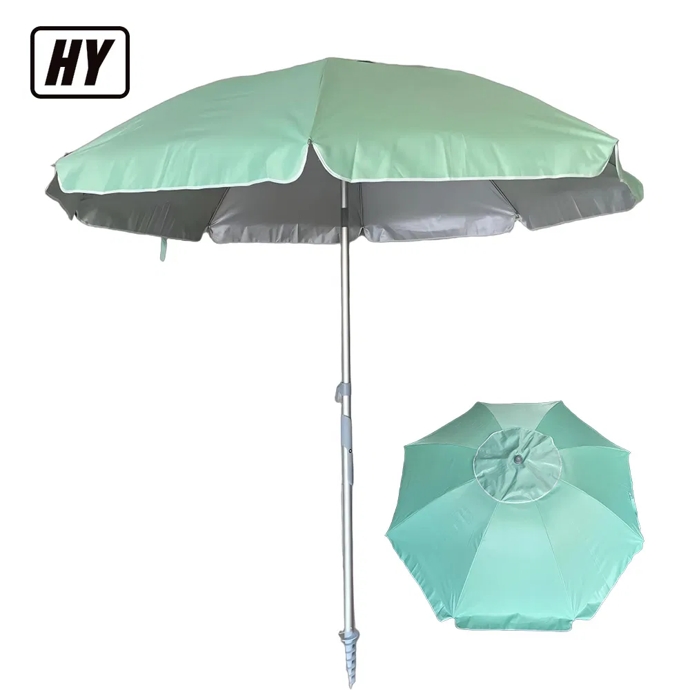 Tilting Beach Umbrella with Screw-in Anchor Base & Protective Cover, for Patio, Pool