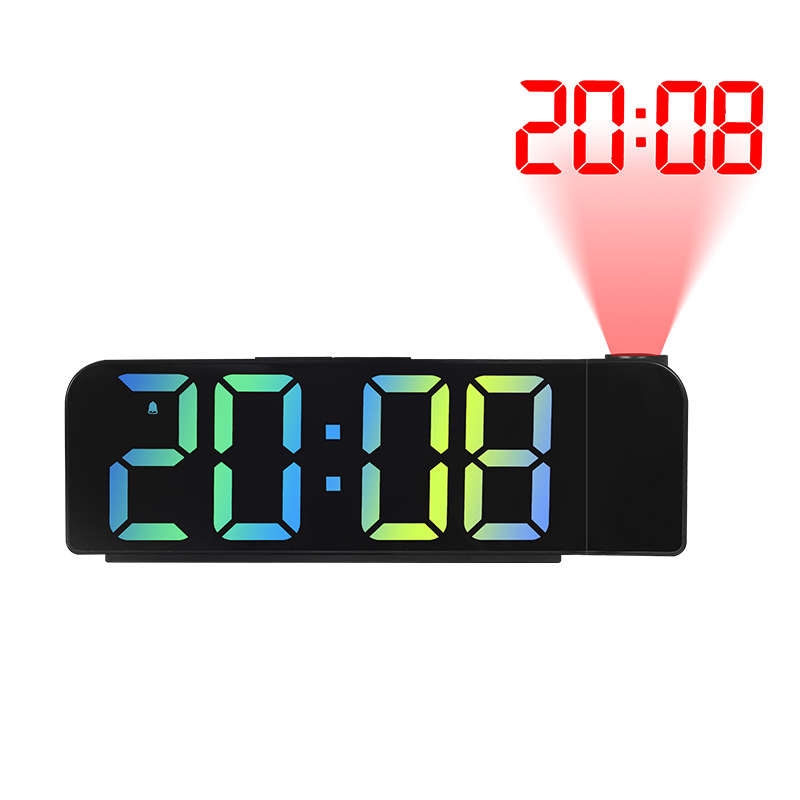 Trendy LED Digital Alarm Clock Large Display Smart with Temperature & Humidity Projection