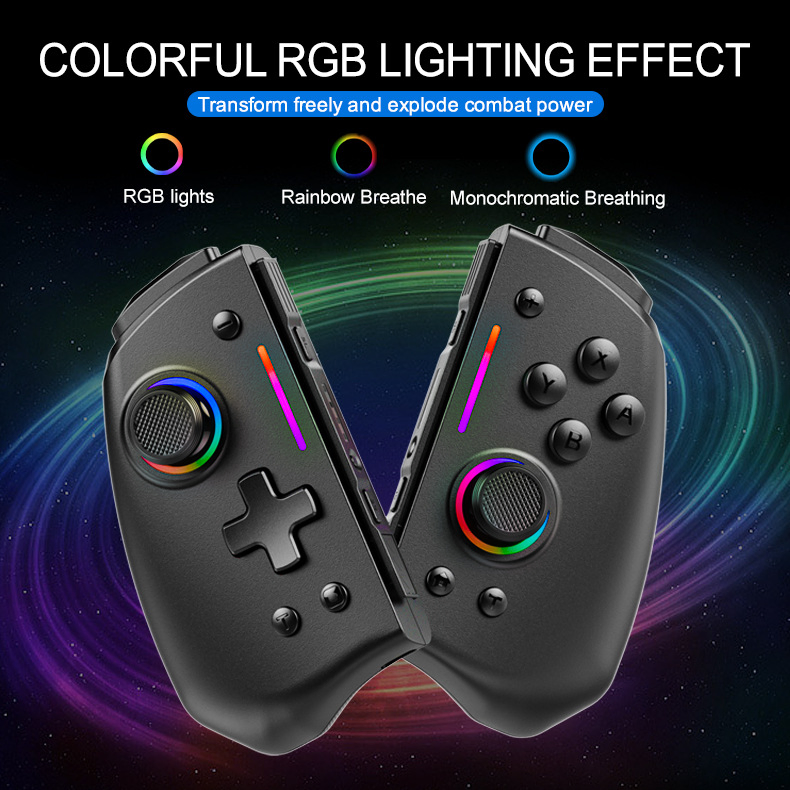 New Wireless Bt Gamepad Light Wireless Joy-Pad with 8 Color RGB Programmable Turbo Vibration for Switch/Lite/OLED Controller