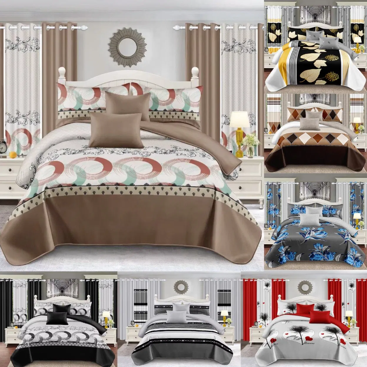 Customizable Guangdong Blue Bed Cover Printing Cotton Polyester Bed Sheets Pillowcase Colored Home Textile Quilted Bedspread Luxury Bedding Set