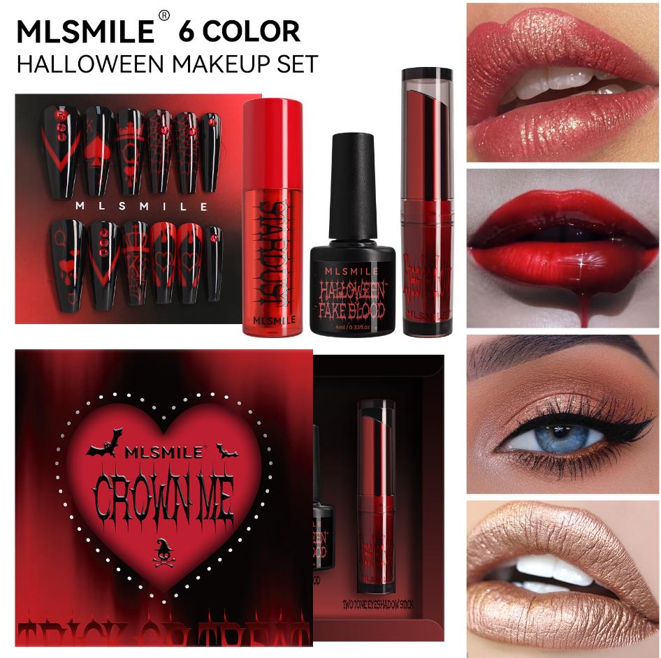 Online Wholesale and Retail Halloween Nail Art Accessories Skull Ghost Head Ghost Spider Pumpkin Bat Designer Nail Charms Lipstick Eyeshadow Holiday Kits