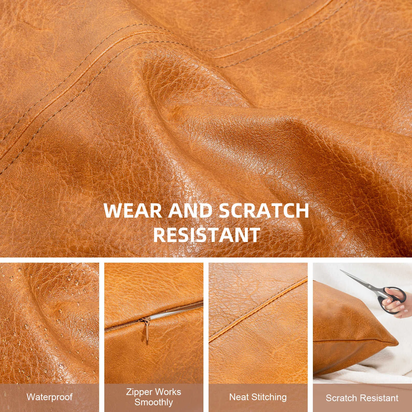 Popular 18inch Decorate Sofa Luxurious Square Leather Pillowcase