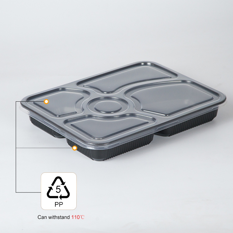 1100ml Take Away Food Container 5 Divider Meal Prep Containers