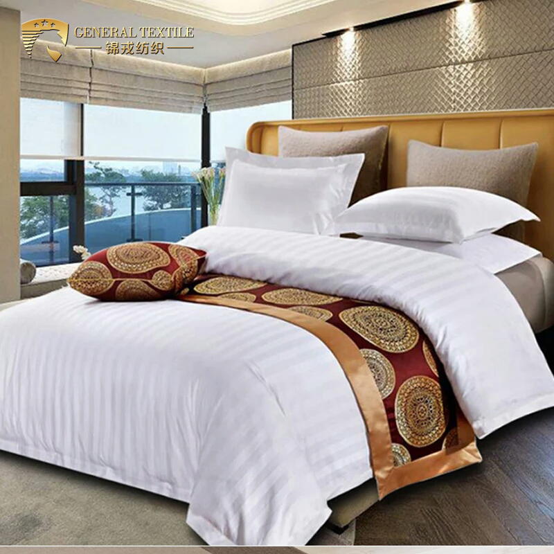 300tc King Size Stripe Solid Color Hotel Hospital Cotton Bedding Set (JRD795)