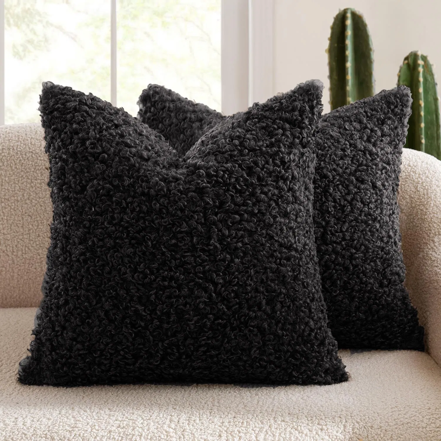 Luxury Soft Plush Teddy Bear Fur Pillow Case - Thickened Solid Color Modern Minimalist Sofa Cushion - Nordic Home Decor for Living Spaces