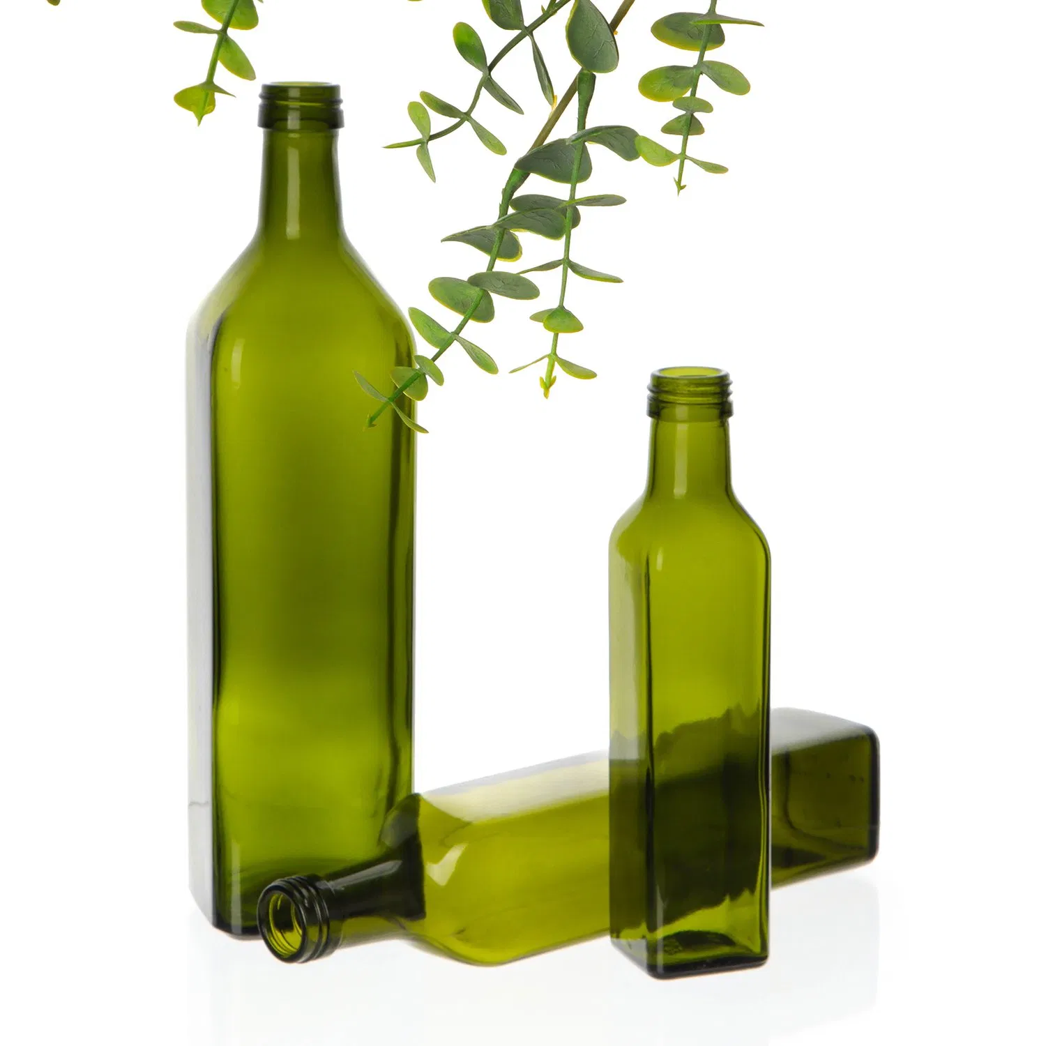 Food Grade 250ml 500ml 750ml 1000ml Round Antique Green Glass Bottle Olive Oil Bottle