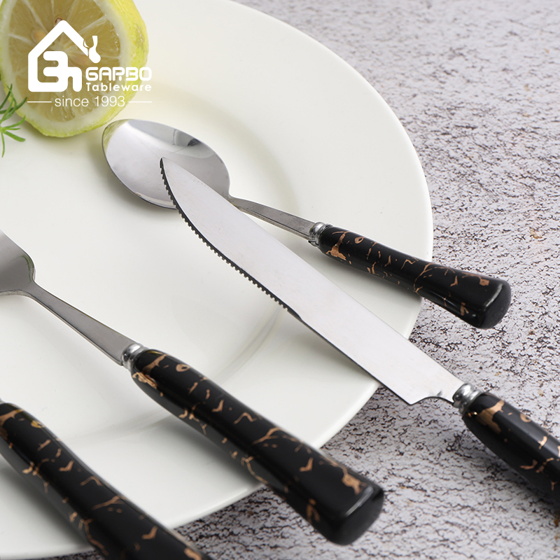 Marble Mirror Polish Stainless Steel Cutlery Matt Cake Fork Set High Quality Dinner cutlery Set