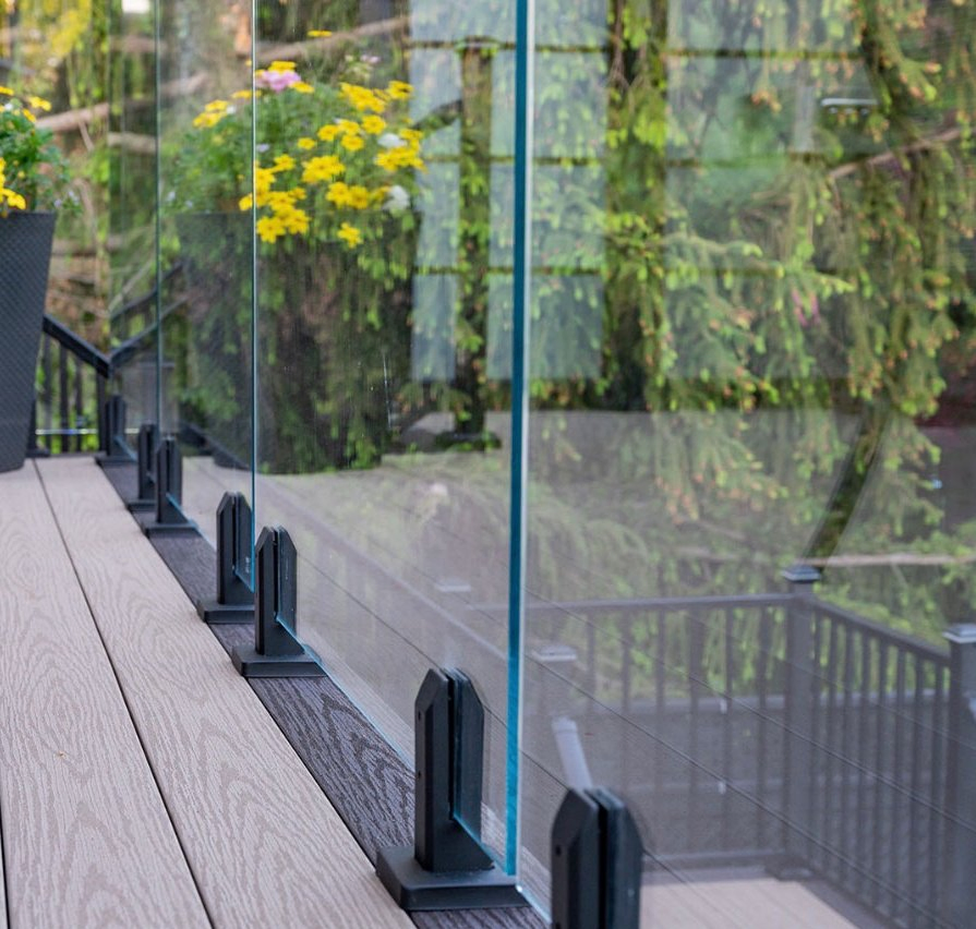 Simple Design for Iron Stairs Railing 316 Steel Outdoor Glass Railing