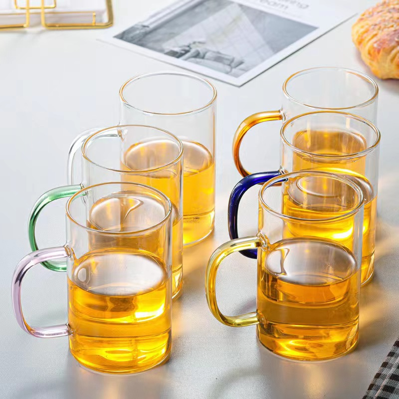 100% High Borosilicate Handmade Water Cup Tumbler with Handle