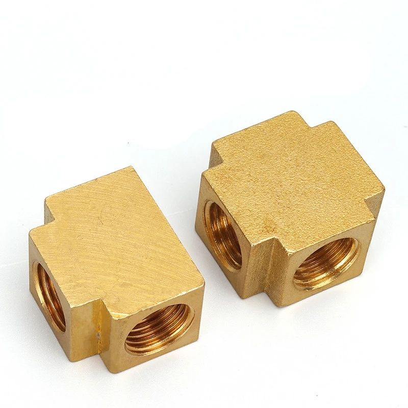 Custom CNC Cross 4 Tee 3 Way Female Brass Pipe Fitting