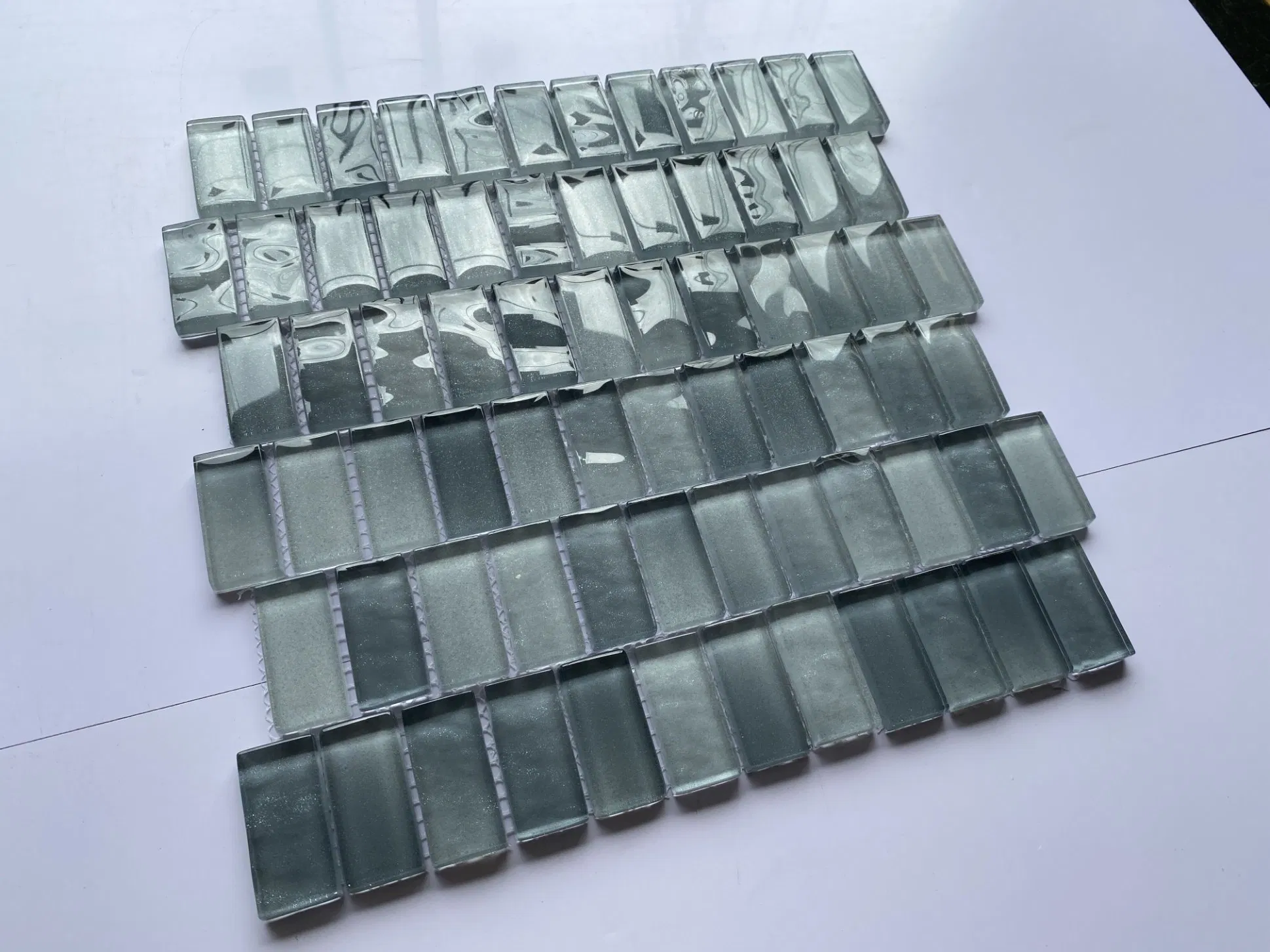 Серая стеклянная мозаика Brick для стен и бассейнов