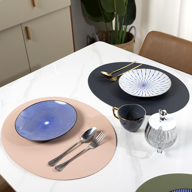Decorative Faux Leather Placemats Set Dining Table Mat Stock PVC Home Use Restaurants