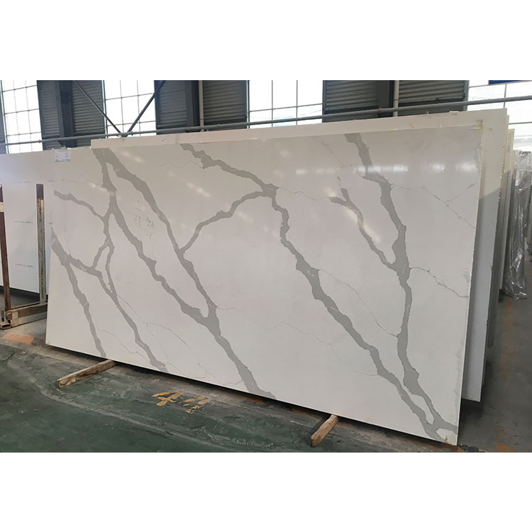 Vanity Top Countertops with Black Veins White Marble Artificial Stone Slabs Quartz Slab
