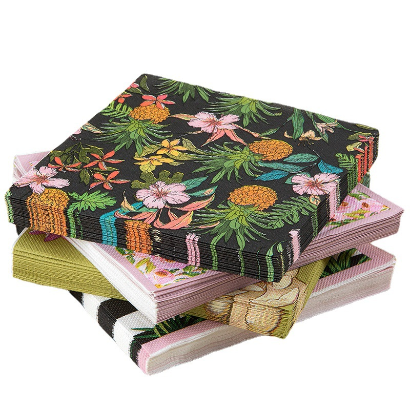 20PCS Watercolor Colorful Flower Dinner Napkins Decorative Disposable Hand Napkin