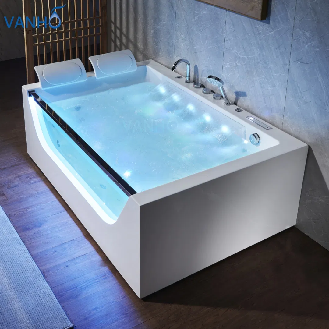 Угловая акриловая ванна для двоих с гидромассажем