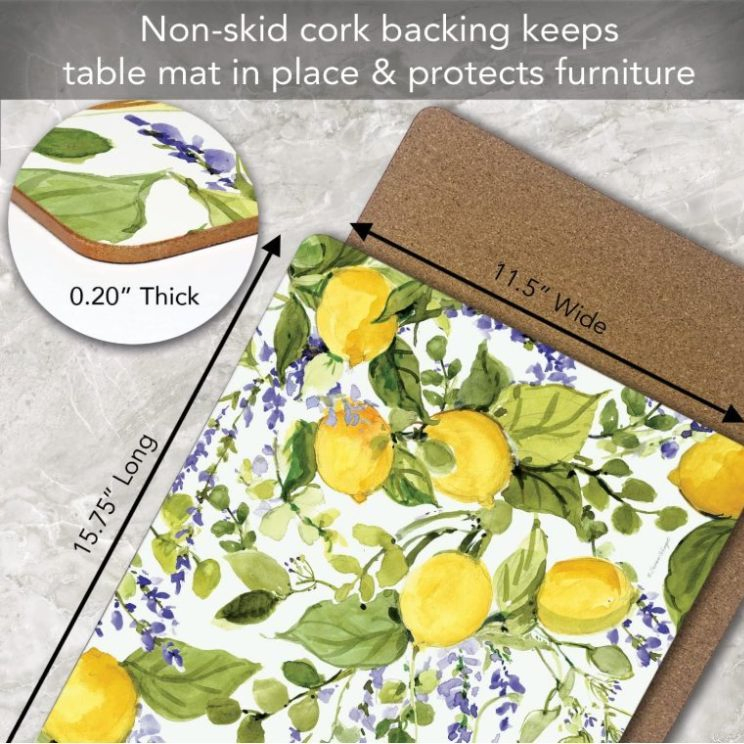 Custom Pattern Decorative Hardboard Tabletop Placemats with Cork Backing