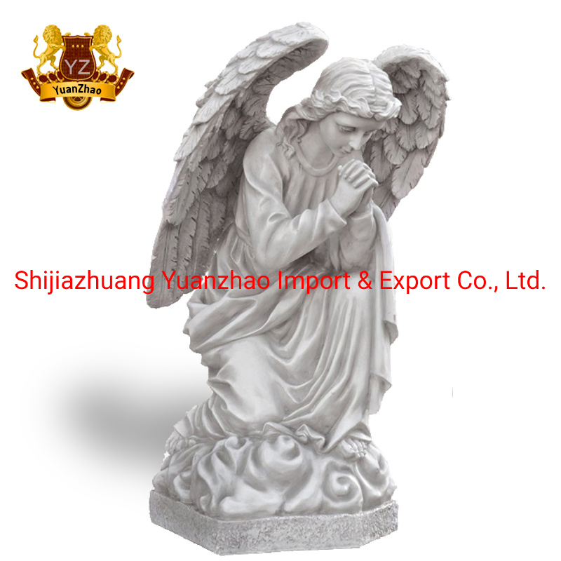 Memorial Hand Carved Stone Graveyard Ornament Granite Headstone Monument Marble Praying Angel Statue Tombstone