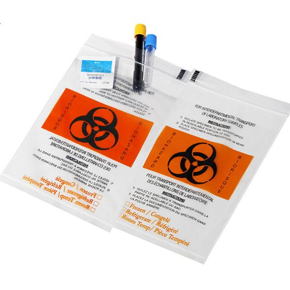 Plastic Ziploc Closure Specimen Package Medical Hospital Laboratory Sample Transport Drug/Medicine Testing Packaging Waste Garbage Bag Biohazard 3 Layers