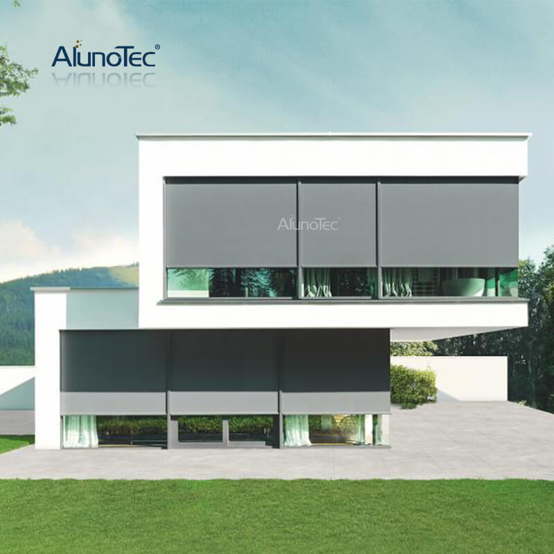 AlunoTec Anti-UV Motorized Fabric Roller Shades Patio Curtains Vertical Curtains Shade Shutters Screen Zip Outdoor Blinds