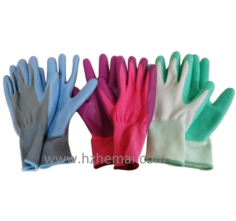 Floral Ladies Palm Coated Nitrile Gloves Gardening Gloves Work Glove