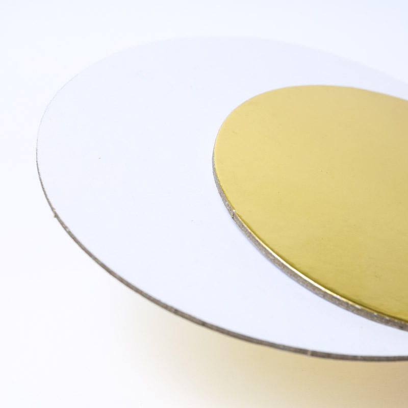 Gold and Silver Round Cake Drum Board Cardboard Meat Fish Smoked Salmon Board with Embossing and Matte Lamination