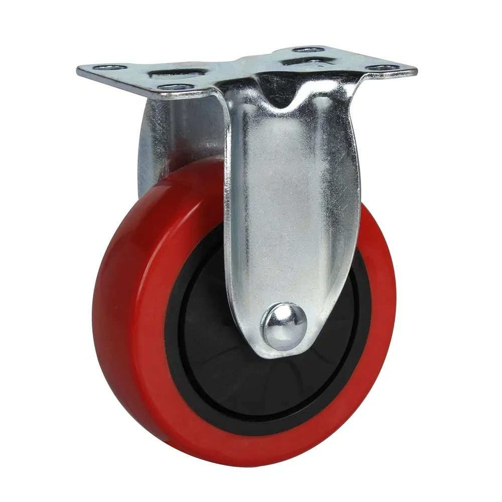 Flexible Movement Customizable Red Medium Duty Elastic PU Wheels Caster