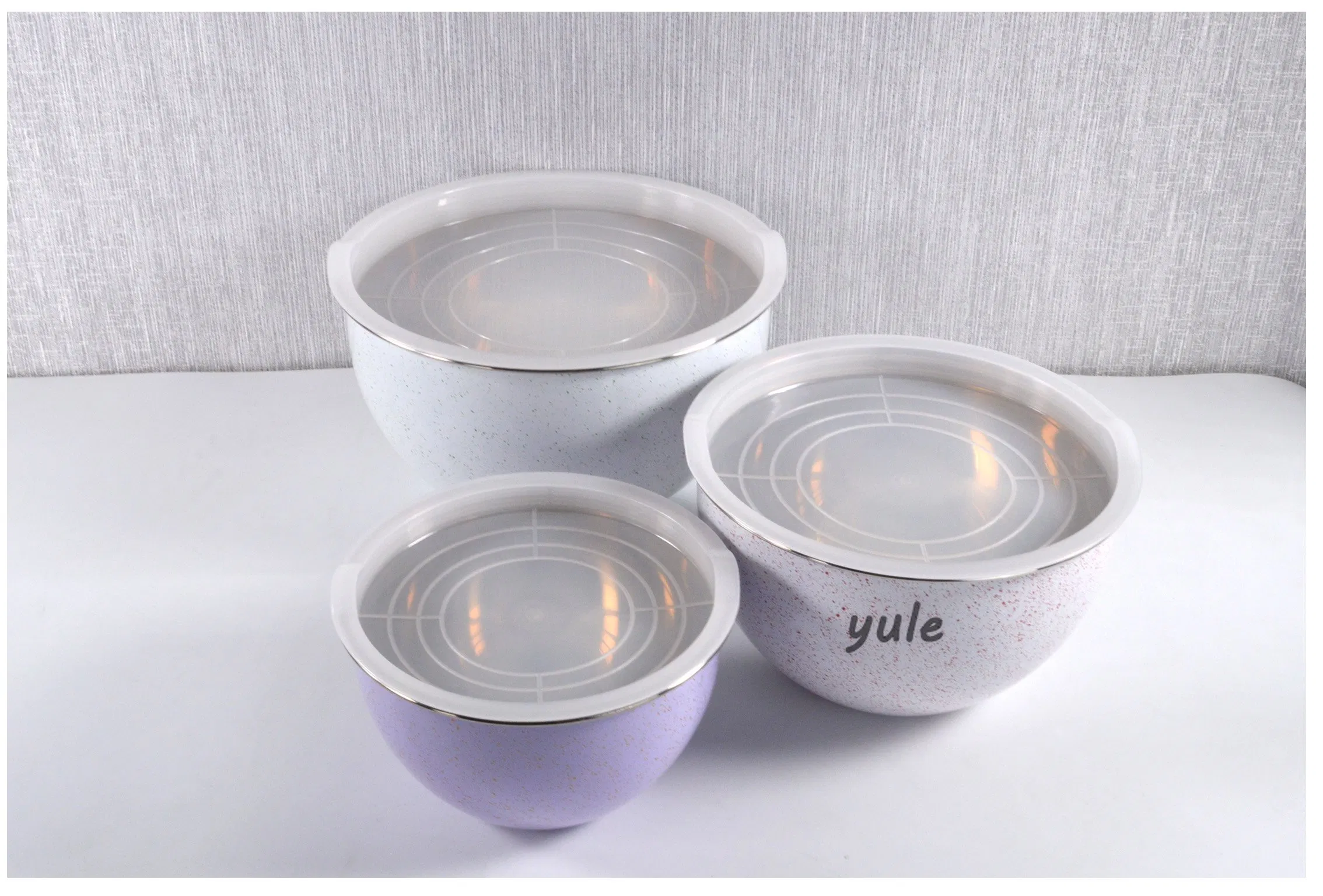 Bakeware Colorful Painting Stainless Steel Mixing Ice Cream Bowl with PE Lid