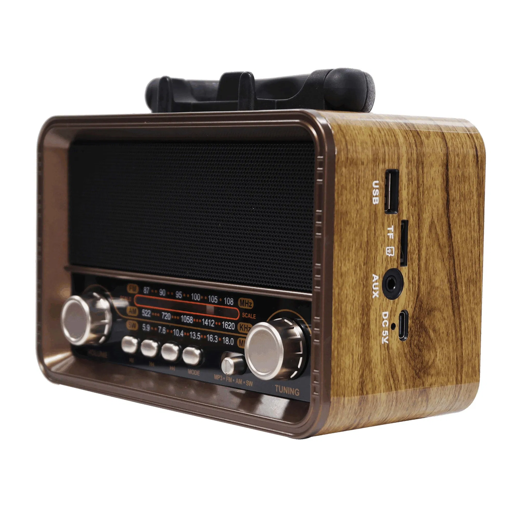 Portable 3-Band Am FM Sw Radio, TF Card and MP3 Player, Rechargeable Speakers Bluetooth Retro Design Meier M-1235bt Other Portable Audio Appliances